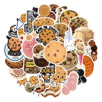 Paquet d'autocollants décoratifs en PVC pour enfants, 50 pièces, biscuits mignons, Graffiti imperméable, bouteille de téléphone, ordinateur portable, tasse à bagages