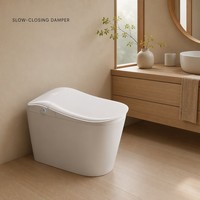 WC intelligent monobloc en céramique avec capteur de chasse automatique, siège chauffant, séchoir à air chaud et télécommande – Idéal pour la maison moderne
