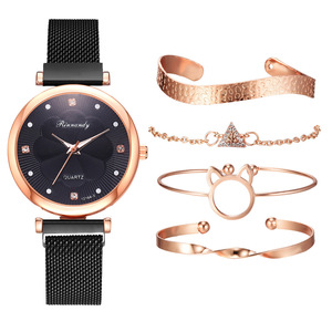 5 Piece New Fashion Ladies Women Wrist <strong>Watch</strong> Jewelry <strong>Sets</strong> Luxury <strong>Rose</strong> <strong>Gold</strong> Plated Multi-style Open Bracelet Quartz <strong>Watches</strong> <strong>Set</strong> - Product Image 5