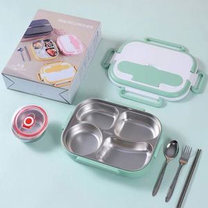 304 Stainless Steel Insulated <b>Lunch</b> <b>Box</b> 4 <b>Compartments</b> with Soup Bowl for Office Workers Bento <b>Lunch</b> <b>Box</b> - Product Image 3
