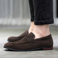 Chaussures décontractées pour hommes, mocassins en daim, chaussures en cuir à enfiler tendance, chaussures habillées souples et unies, chaussures plates de mariage, grandes tailles, chaussures de ville pour hommes