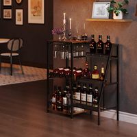 SENYU Table de bar autoportante polyvalente pour la maison, présentoir trapézoïdal pour bouteilles de whisky, étagère à vin en bois
