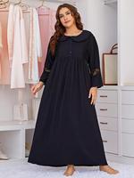Robe de nuit grande taille personnalisée OEM pour femme, manches longues, boutonnée sur le devant, 100 % viscose, confortable pour la maison, pour les vendeurs