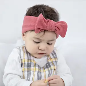 Hot Sell Baby Bunny Ear Headbands Hand Tied Solid Soft Hair Band Hairband For Girls Hair Accessories Kids