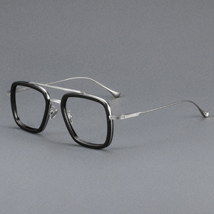 Jiojew Lunettes <span class=keywords><strong>de</strong></span> Vue Classiques Carrées pour Hommes, Monture Optique Ultra <span class=keywords><strong>L</strong></span>égère en Titane Pur Style Iron Man <span class=keywords><strong>de</strong></span> Haute Qualité - Product Image 1