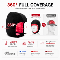 Casque et chapeau de croissance capillaire LED IBN IBN23 avec lumière rouge et bleue, 164 LED, design portable