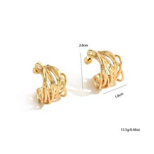 "Chunky or/argent boucles d'oreilles pour femmes à la mode noeud lien boucles d'oreilles géométrie goutte boucles d'oreilles déclaration boucles d'oreilles mode - Product Image 4