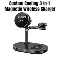 Support de charge sans fil magnétique 3 en 1, station de charge sans fil 25W pour iPhone, montre connectée, écouteurs