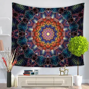 Tapiz colgante de pared para decoración del dormitorio, tapiz con estampado Digital de poliéster, Mandala bohemio indio personalizado, Hippie, venta al por mayor