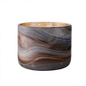 Porte-bougie en verre écologique, pot à bougie rond fait à la main, décoration de table réutilisable, bougie décorative portable pour la maison - Product Image 1
