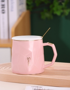 Grande capacité, tasses à lait en porcelaine de 12 oz pour le petit-déjeuner, tasses à boire personnalisées, vente en gros de tasses et de mugs, mug à café avec couvercle et cuillère - Product Image 3