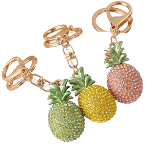 Llavero de Lujo con Forma de Piña 3D para Mujer, Estilo de Dibujos Animados, Incrustaciones de Cristal, Aleación con Pedrería, Colgante Ovalado de Moda - Product Image 1