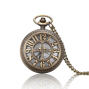 <span class=keywords><strong>Montre</strong></span> de poche vintage à quartz avec fleur creuse et cadran à chiffres romains arabes, chaîne pour hommes et femmes, cadeaux d'anniversaire - Product Image 2