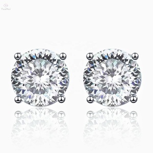 Orecchini a perno di lusso in Argento Sterling 925 con Moissanite taglio russo portoghese a <span class=keywords><strong>100</strong></span> sfaccettature, colore D, VVS, da 1ct e 2ct - Product Image 6
