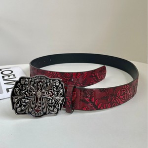 Cinturones de Diseñador, <span class=keywords><strong>Cinturón</strong></span> Y2K, Cinturones Vintage para <span class=keywords><strong>Mujer</strong></span>, Hebilla Cruzada Ornamentada, Patrón Floral, <span class=keywords><strong>Rojo</strong></span>, Accesorio de Moda para Conjuntos Modernos - Product Image 1