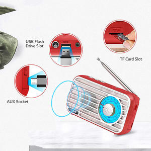 OEM R-922 Retro FM AM WB 3-Band Radio <b>Extendable</b> Metal Antenna Rechargeable <b>USB</b> 5V Elderly-Friendly ABS Portable Speaker - Product Image 3