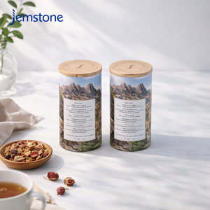 Boîte cylindrique personnalisée écologique de luxe pour café, en carton kraft de qualité alimentaire, emballage pour thé, tube en papier avec couvercle en bambou - Product Image 2