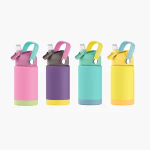 New Match 12oz Vacuum Bottle ODM Water Bottle With Straw Lid Mini Metal Flask For School Kids