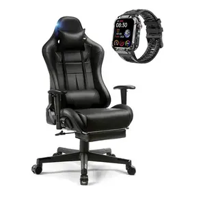 Wholesale Prices Rgb Gaming Chair Black Massage Height Adjustable Swivel Video Game Chair with Lights and Speakers Digital Watch