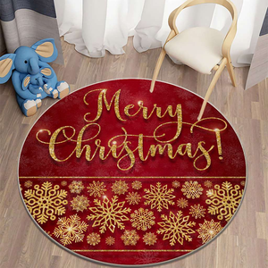 Alfombra de lujo con diseño navideño circular 3D impresa personalizada para sala de estar, decoración del hogar, hecha a máquina, antimicrobiana - Product Image 2
