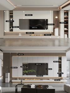 Mobile <span class=keywords><strong>TV</strong></span> a Parete Integrato Modulare con <span class=keywords><strong>Dimensioni</strong></span> Personalizzabili - Arredamento da Soggiorno in Legno Ecologico e Resistente - Product Image 5