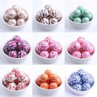 Boncuk tedarikçisi Gumball moda akrilik mat inci baskı altın leopar boncuk takı kolye 100 adet 20mm akrilik boncuk