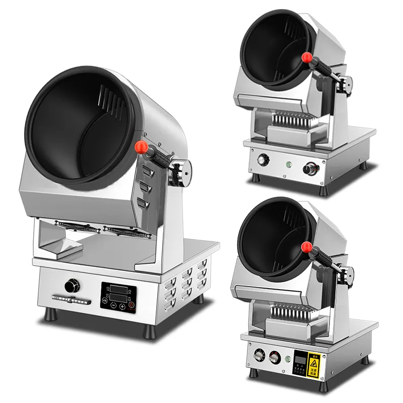 Fabrika elektrikli kızarmış pirinç makinesi robot ocak dönen ocak pot wok otomatik pişirme makinesi indüksiyon gaz kaldırmak için satış