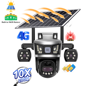 Caméra solaire V380 Pro 4K à trois objectifs, zoom 10x, audio bidirectionnel, 4G, extérieure, faible consommation, batterie 8000 mAh, IP66, détection de mouvement PIR - Product Image 1