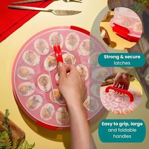 Porta uova alla diavola con coperchio e maniglie-feste di classe vassoio per uova alla diavola-contenitore portatile per 22 diavoli - Product Image 4