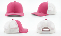 Gorra Trucker Rosa y Blanca con Logotipo Personalizado al por Mayor, Gorra de Malla Snapback 100% Algodón, Ideal para Viajes de Verano