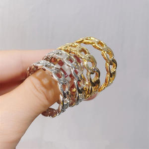 Anillos de Cadena Modernos, Chapados en Oro de 18K, Aleación, Joyería Unisex de Moda, Uso Diario, Regalo para Mujeres y Hombres - Product Image 3