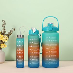 Ensemble de 3 bouteilles d'eau avec paille, personnalisables, sans BPA, en plastique, pour la gym, avec messages de <span class=keywords><strong>motivation</strong></span> - Product Image 6