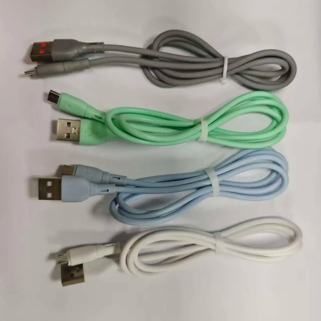 Wholesale 1M Green USB 2.0 Micro-USB Fast Charging Composite Copper PVC Data Cable for Mobile Phones Camera & Computer