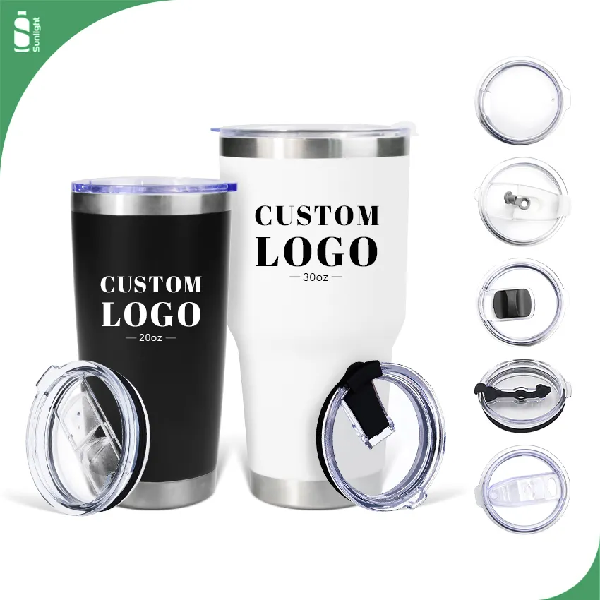 Toptan toplu özel Tumbler Logo çift duvar vakum termos kupa 20oz seyahat kupa kahve fincanı 30oz paslanmaz çelik bardak