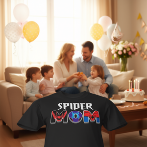 T-shirt Spider Mom da donna, regalo coordinato per la festa della mamma e per il compleanno della famiglia - Product Image 1
