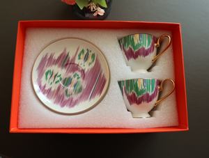 New Product 2 Cups Ceramic Nordic <b>Pink</b> and Green Luxury Coffee Sets Living Room Sets Porcelain Tea Cups and Saucers - Product Image 2
