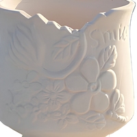 Pots en céramique à motifs floraux et abeilles en relief, personnalisables, blancs, non peints, en bisque, pour la peinture