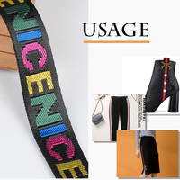 Conception de logo personnalisé Polyester Jacquard Nylon Sangle Sangles pour Pantalon Sandale Vêtement Sac Vêtements Sangle Réfléchissante