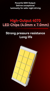<span class=keywords><strong>Projecteur</strong></span> <span class=keywords><strong>LED</strong></span> UGGV Fusion <span class=keywords><strong>50W</strong></span> 24V avec puces CSP, refroidissement par ventilateur, 120000 Lumens, 6000K, mise à niveau universelle pour phares de voiture - Product Image 3