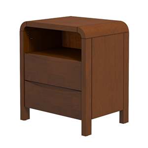 Table de chevet Lionel Mid-Century Modern en bois massif, 2 tiroirs, 23,6 H x 20,4 L x 15,7 P, pour chambre à coucher ou salon - Product Image 2