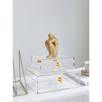 Coffre de rangement en acrylique Coffre décoratif Grande boîte de rangement transparente Coffre d'accent en acrylique pour la maison avec quincaillerie en métal