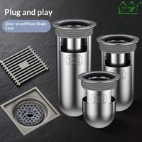 Nouveau siphon de sol en acier inoxydable 304, design moderne et minimaliste, avec insert anti-odeur en U à joint d'étanchéité profond pour salle de bain