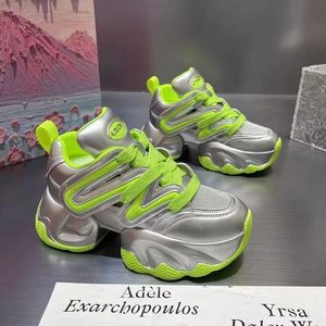 2026 New Summer European Style Dad Shoes, Color-<b>block</b> Design, Breathable Mesh Upper, Trendy Thick Sole Platform Footwear - Product Image 6