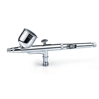 Pistolet aérographe de précision 7 ml à alimentation par gravité, pistolet aérographe chromé avec queue creuse réglable, facile à nettoyer pour la mini-peinture