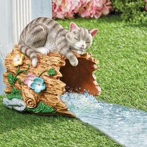 Pasak Pohon Berongga Resin dengan Kucing dan Patung Lubang Katak Mati - Product Image 2