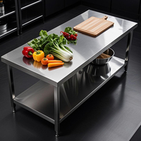 Meja Fabrikasi Baja untuk Dapur Komersial Hotel dan Restoran, Meja Stainless Steel Dapur