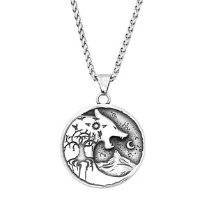 Collier en acier inoxydable avec pendentif tête de loup Viking Yueli pour hommes - Product Image 5