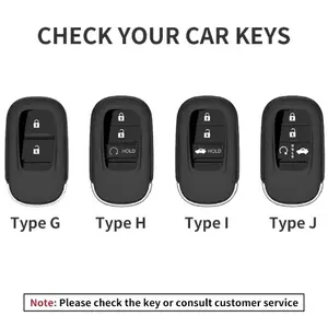 Housse de télécommande de voiture à 4 boutons pour <span class=keywords><strong>Honda</strong></span> HR-V CR-V CRV <span class=keywords><strong>Civic</strong></span> Accord 2021 2022 2023 <span class=keywords><strong>Porte</strong></span>-clés <span class=keywords><strong>porte</strong></span>-clés en cuir pour voiture - Product Image 2