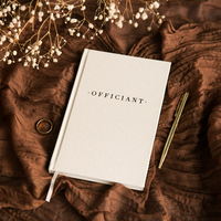 Carnet personnalisé A5 en tissu texturé avec couverture rigide, doré à chaud et gaufré, cadeau de mariage pour officiant
