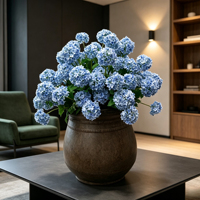 Fausse plante d'hortensia bleu boule de neige en pot, fleur artificielle de simulation, bonsaï pour la décoration moderne de la maison, du hall et du bureau